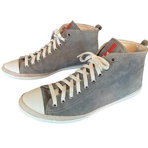 Prada Blue Suede High Top Sneakers Size 41